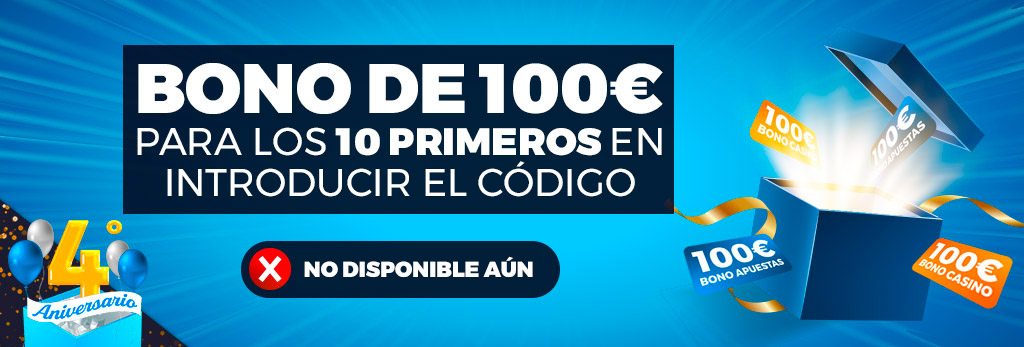 ¡Bono de 100€ para los primeros 10 usuarios en introducir el código!