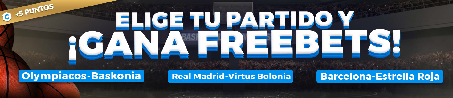 Escoge uno de los tres partidos de baloncesto, ¡y gana hasta 25€ en Freebets!