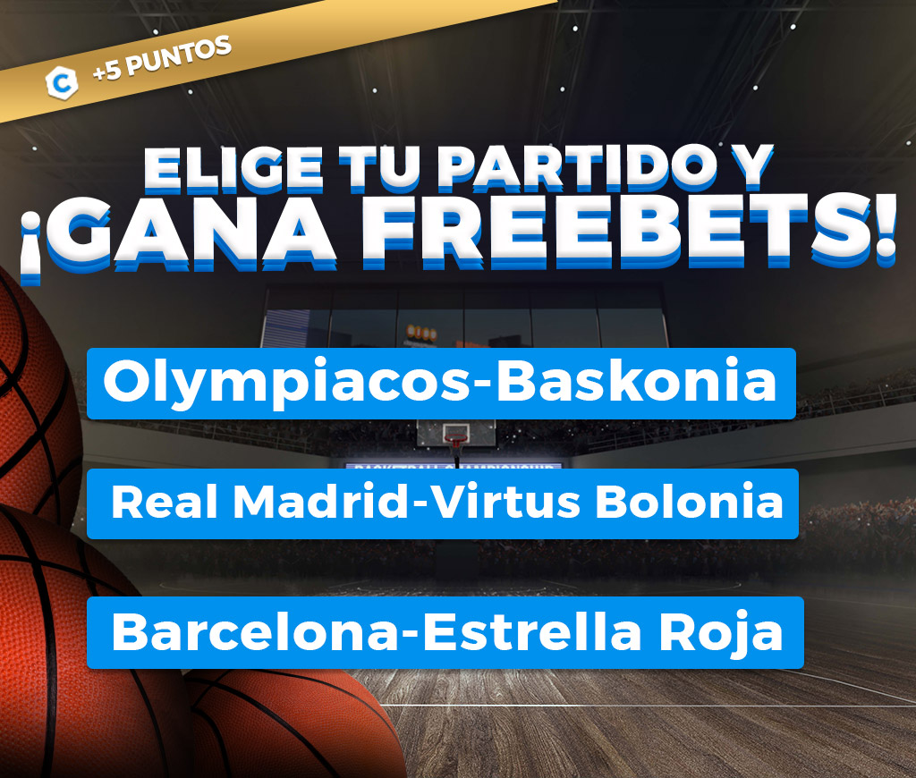 Escoge uno de los tres partidos de baloncesto, ¡y gana hasta 25€ en Freebets!
