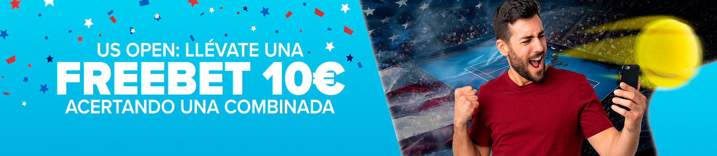 Hasta 50€ en Freebets con tus apuestas de tenis combinadas y ganadoras al US Open
