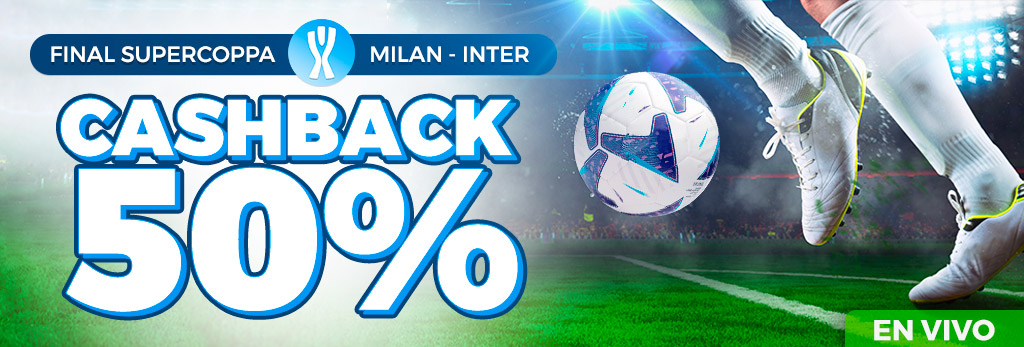 Bonificamos el 50% de tus pérdidas en tus apuestas al Milan - Inter de la Supercoppa