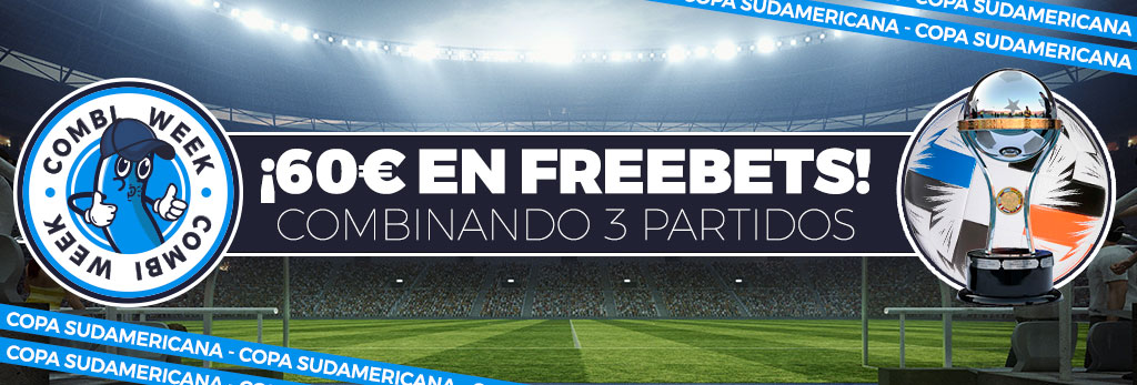 Hasta 60€ en Freebets con combinadas a la Copa Sudamericana