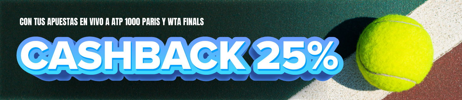 Bonificamos el 25% de tus pérdidas en tus apuestas a ATP Paris y WTA Finals