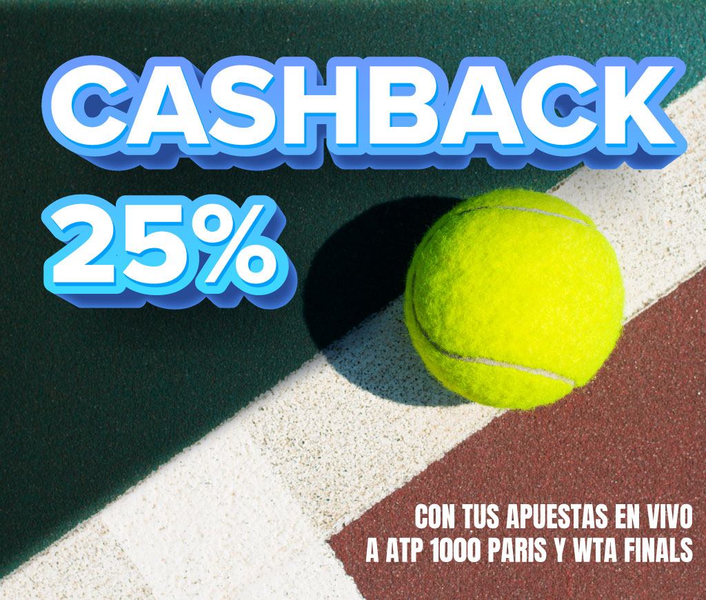 Bonificamos el 25% de tus pérdidas en tus apuestas a ATP Paris y WTA Finals