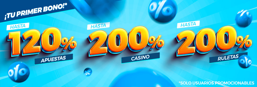 Bonificamos tu primer depósito para Apuestas, Casino o Ruleta