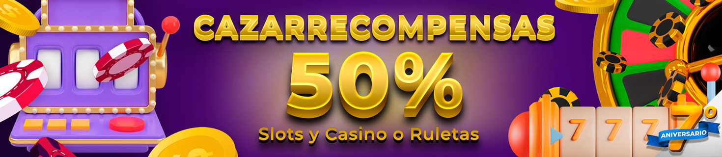 50% de Cashback para Slots y Casino o Ruletas cada semana del 7º Aniversario