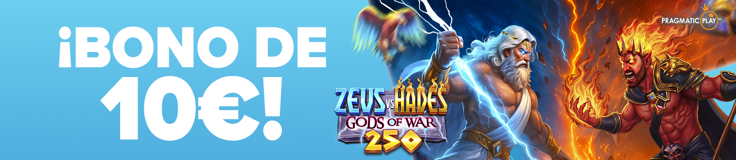 ¡Bono de 10€ gratis para Zeus vs Hades Gods of War 250 de Pragmatic Play!