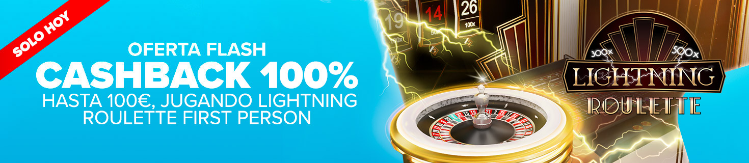 Te devolvemos el 100% de tus pérdidas en juegos First Person Lightning Roulette
