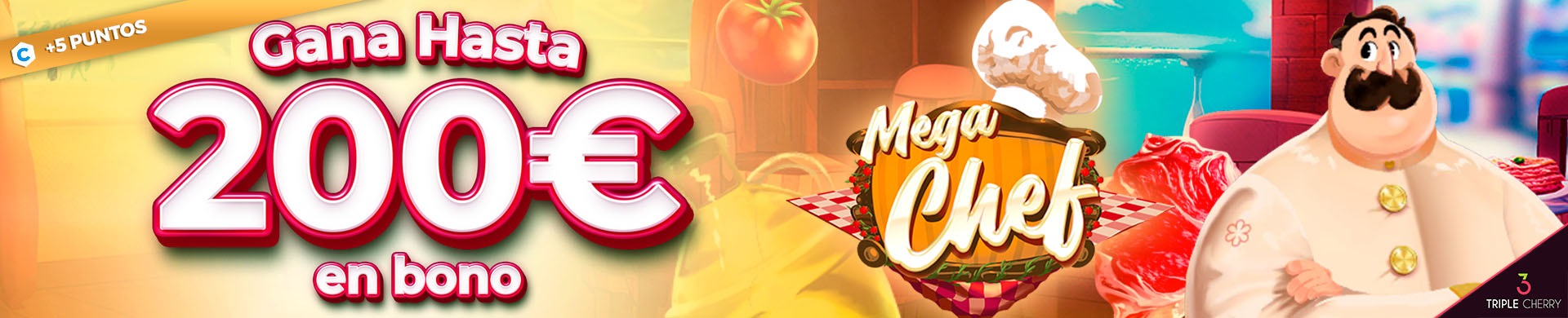 Gana hasta 200€ en Bono jugando a Mega Chef de Triple Cherry