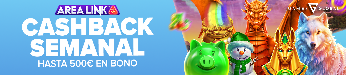 ¡Devolución según tu balance negativo hasta 500€ en Bono en todas las Slots Area Link!