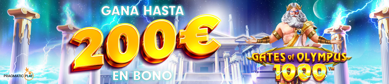 Gana hasta 200€ en Bono jugando a la Slot Gates Of Olympus 1000