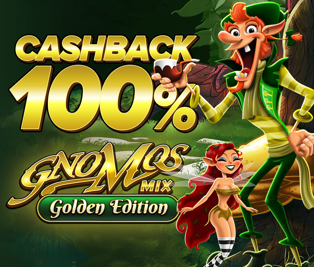 Devolución de hasta 100€ en Bono para la Slot Gnomos Mix Golden Edition de MGA
