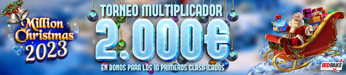 Torneo de 2.000€ en Bonos con la Slot Million Christmas 2023 de Red Rake
