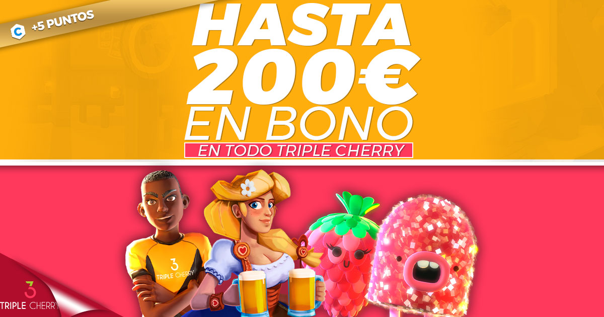 Gana hasta 200€ en Bono jugando a las slots de Triple Cherry