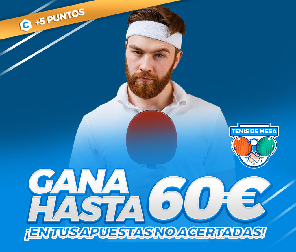 3€ de Freebet por cada apuesta simple no ganada a Tenis de Mesa